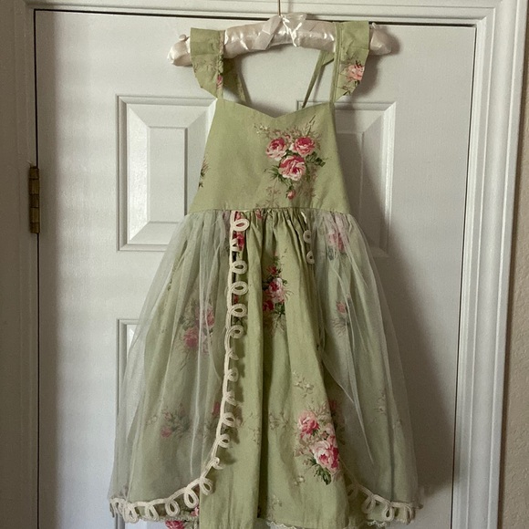 Dollcake Dresses | Dollcake Green Floral Kids Dress | Color: Green | Size: 7g | Vassafras's Closet